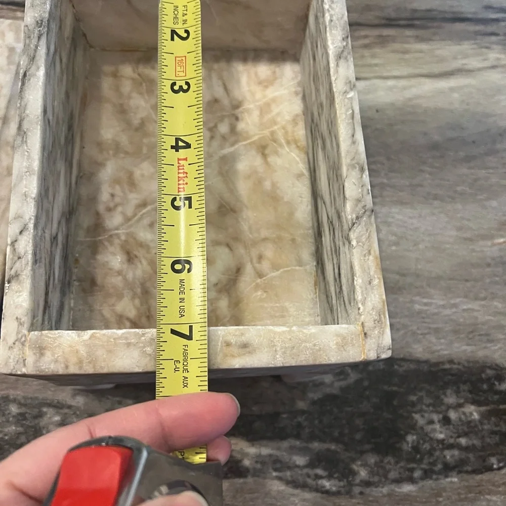 Vintage Marble Decorative Lidded Box - White Gray